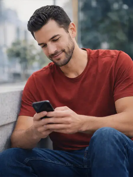 Man on phone smiling